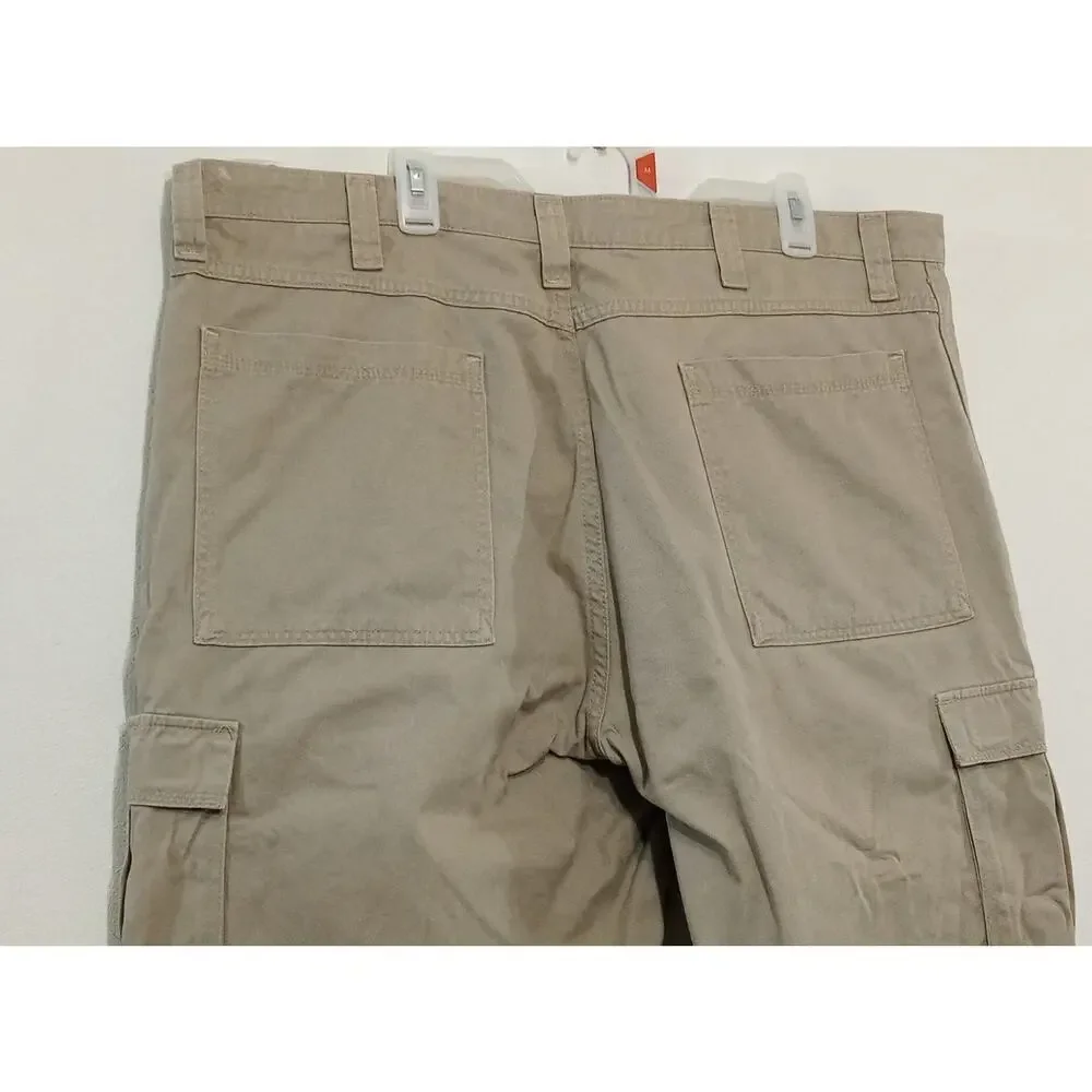 Wrangler Authentic Men’s Cargo Pants Khaki Relaxed Fit Flex Size 42x32